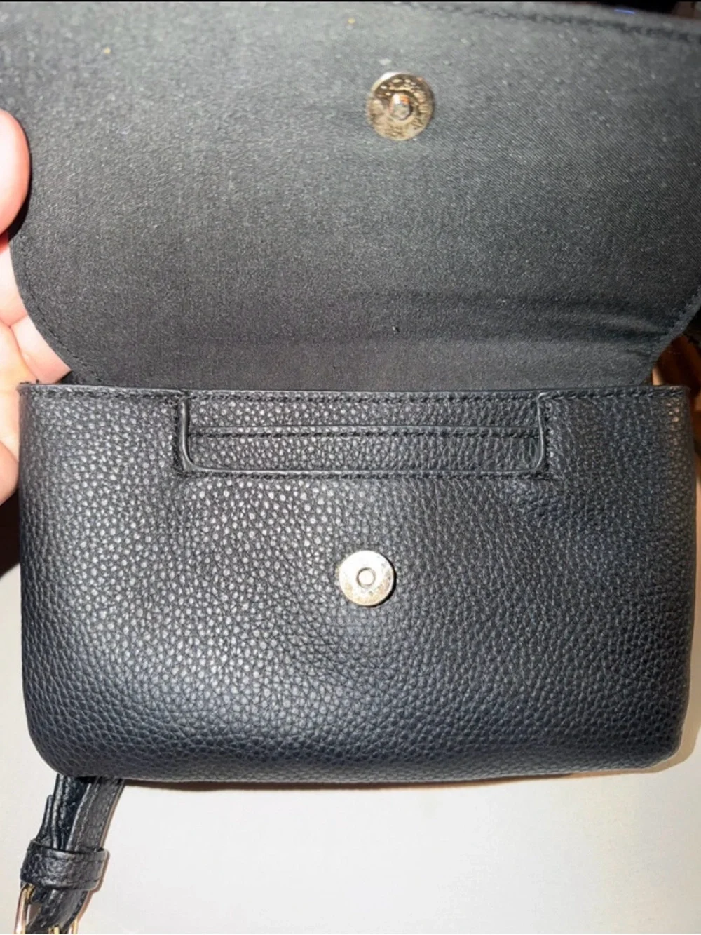 Nanette Lepore Black Pebbled Leather Crossbody with Gold Chain Accents